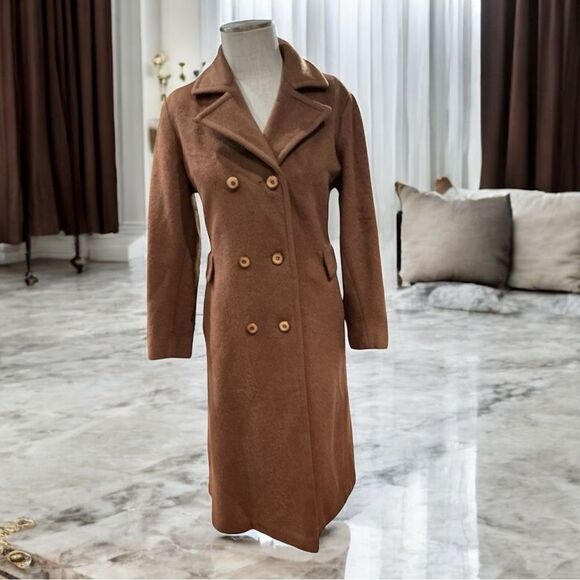 Stevens Forstmann 60s Vintage Wool Trench Coat Lined Winter Women’s Medium - Picture 1 of 9